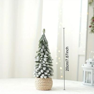 Inspire Select Snow Flocked Mini Cedar Christmas Tree PE Simulation Desktop Holiday Decoration 29a 7.87 In