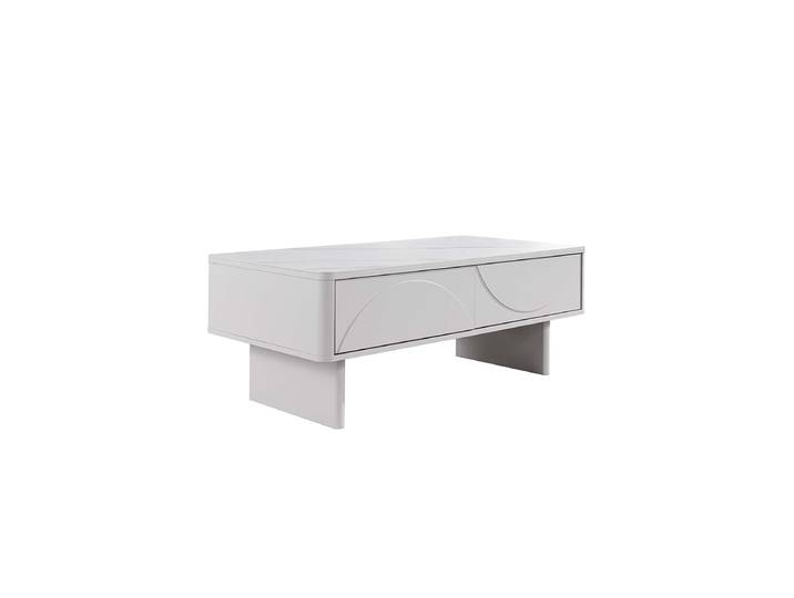 Design Couchtisch „Savoy“ mit Keramiktischplatte Weiss Invicta Interiors