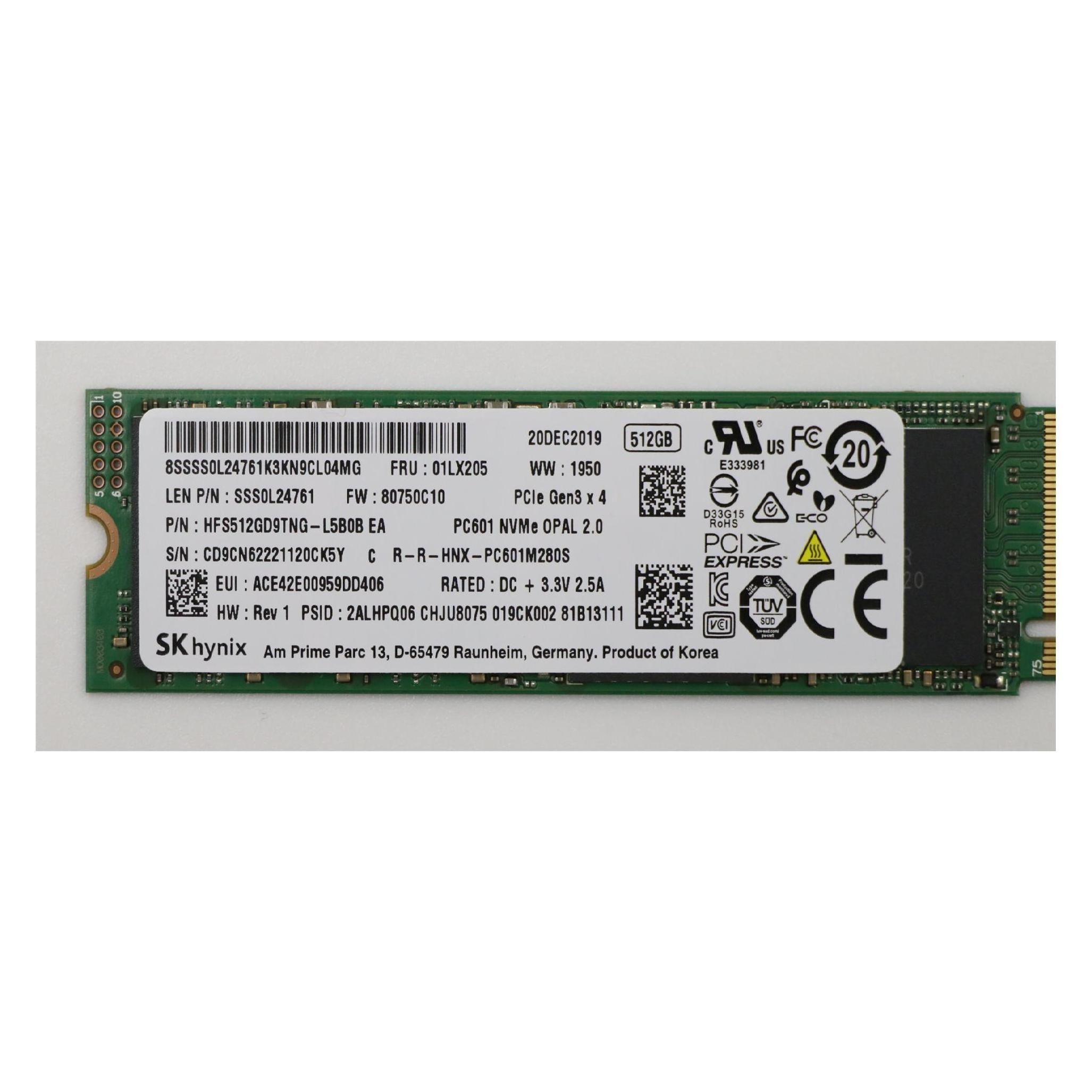 Lenovo 512 Gb SSD M.2 2280 PCIe3x4 (512 GB, M.2 2280) (01LX205)
