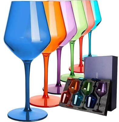 Inspired Finds MICHLEY Unbreakable Tritan Plastic Wine Glass Set Reusable Luxury Glassware For Parties, Outdoor Dining & Everyday Use 6pcs Multicolor