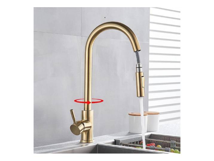 LuxusKollektion Küchenarmatur Küchenarmatur Gold 2 Funktionen ausziehbar 360° drehbar (1-St)