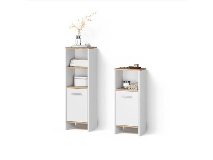 Livinity Badmöbel-Set Amalfi , Weiß/Goldkraft Eiche 2-teilig · Großer Badschrank · Niedriger Badschrank