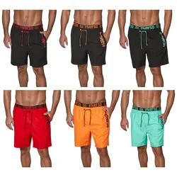 riverso Badehose Herren Regular Fit RIVBobby - Cherry Red-Black - 4XL
