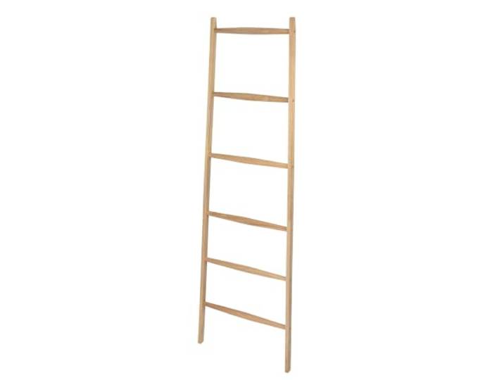 WENKO Handtuchleiter Mod. Acina, Handtuchhalter aus FSC® zertifiziertem Akazienholz zum Anlehnen an die Wand, mit 6 Handtuchstangen für Handtücher, Kleidung und Accessoires, 55 x 170,5 x 21 cm