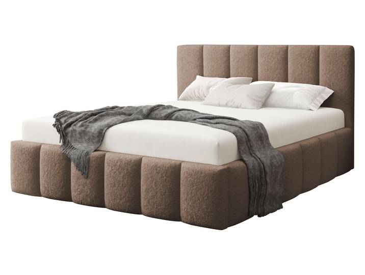 MIRJAN24 Polsterbett Lunaro Boucle, Doppelbett mit Bettkasten für die Bettwäsche, Leistenlattenrost aus Laubholz (Farbe: Lambi 04, Größe: 180x200 cm)