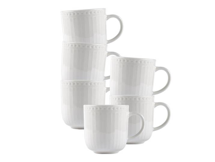 Ritzenhoff Breker Kaffeebecher Sofia weiß 420 ml 6er Set, Weiß, Keramik, Geschirr, Tassen, Kaffeebecher