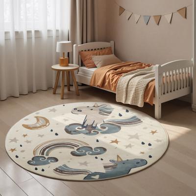 Kinderteppich HANSE HOME "Einhorn", beige (creme multifarben), H:10mm Ø:160cm, Polypropylen, Teppiche, Kinderteppich, Pflegeleicht, Weich, Kinderzimmer, Spielteppich, Spielunterlage
