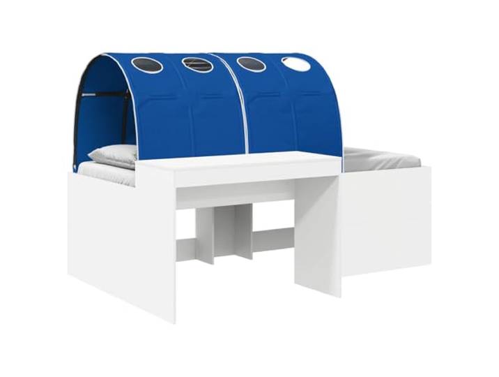 PUGYNBK Tunnelbett, 3 Stück, Eiche Artisian und Blau Robustes Holz, Lattenrost, weiche Mikrofaser, einfache Montage, modernes Design
