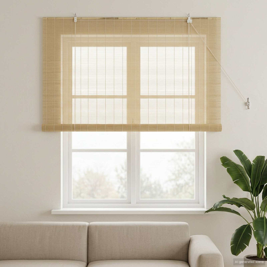 Highland Dunes Bamboo Roller shade Natural 130cm W X 160cm L