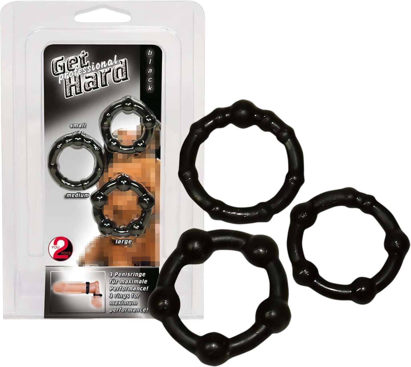You2Toys - Stay Strong! Black Penis Ring Set (3 pieces)