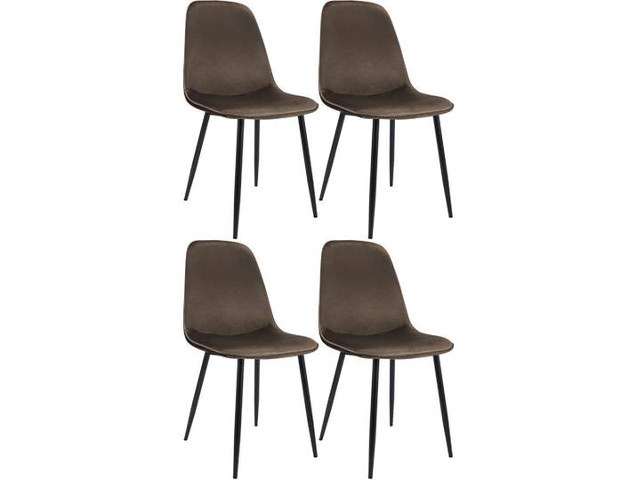 CLP Esszimmerstuhl 4er Set Samt Braun, Metall, 45x88x54 cm, Esszimmer, Stuhl