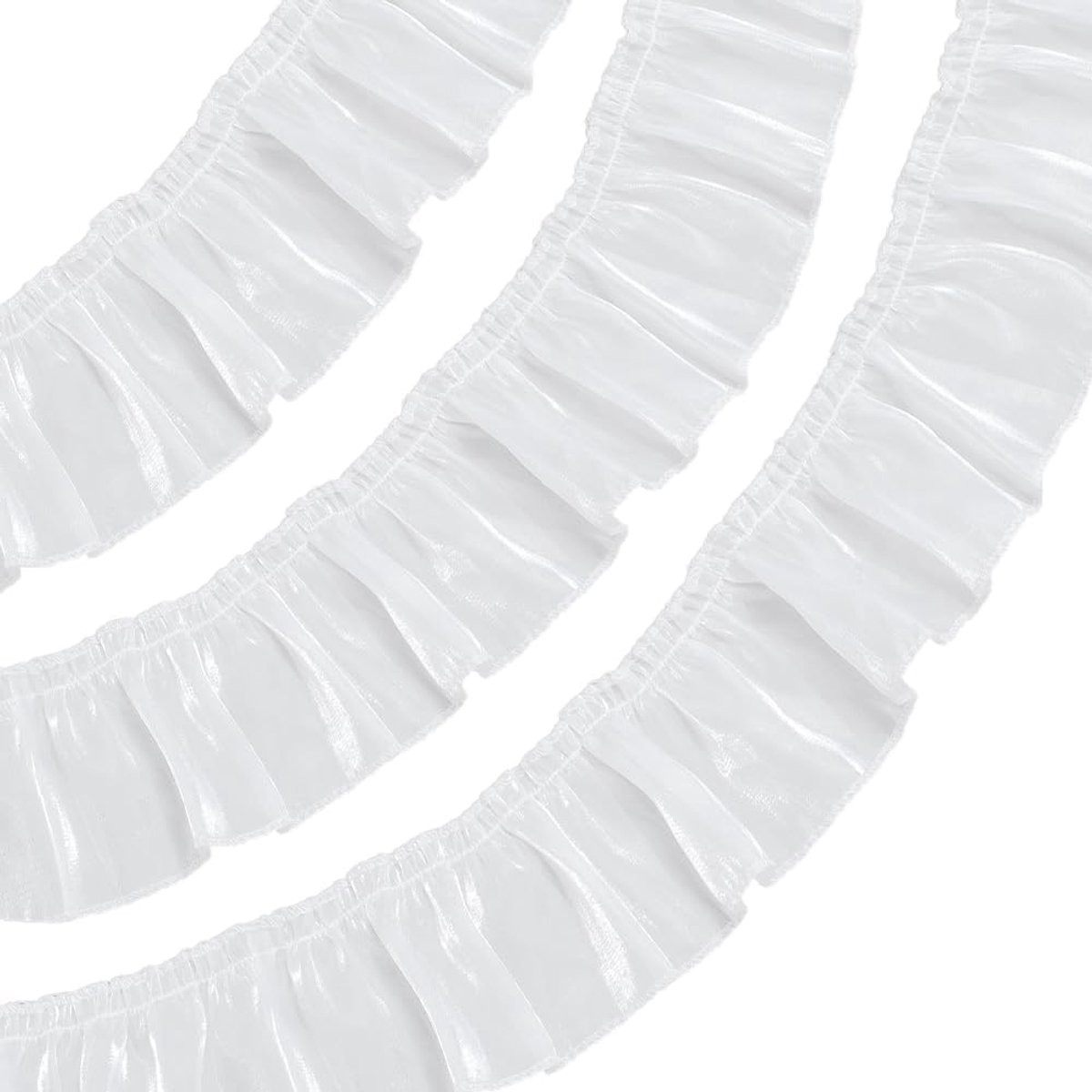 Wit Organza Ruche Lint met Geplooide Rand, 2 Meter, 70 mm Breedte voor DIY Decoratie en Naaiwerk