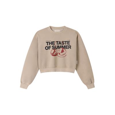 Sweater ANOTHER COTTON LAB "Another Cotton Lab Taste of Summer WMN Sweatshirt", Damen, Gr. XS, beige (sand), 52% Baumwolle, 48% Polyester, bedruckt, Rundhals, Sweatshirts Sweater