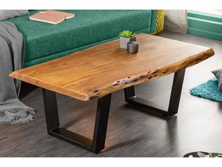 SITHEIM Couchtisch Phoenix Massiver Baumstamm Couchtisch 110cm Akazienholz Honig 3.5cm