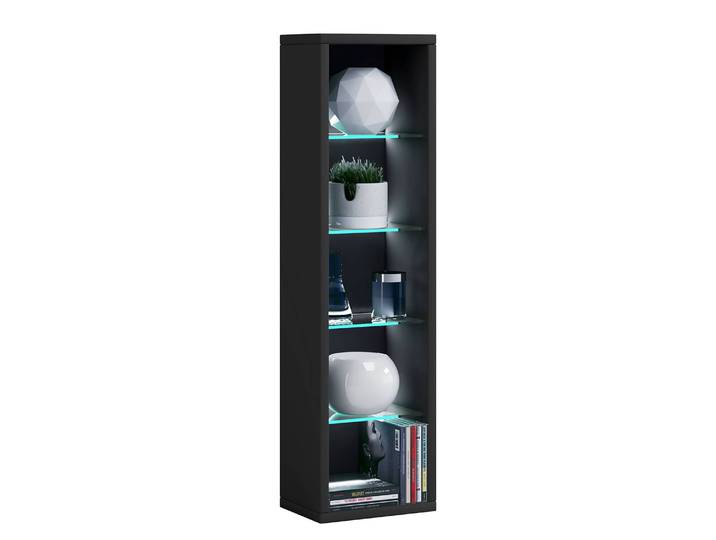 Regal Rasato Korpus: Spanplatte, beschichtet Böden: ESG Einscheibensicherheitsglas Schwarz/Schwarz 77cm