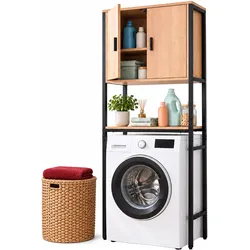 Relaxdays Waschmaschinenschrank, Waschmaschinenschrank, Braun