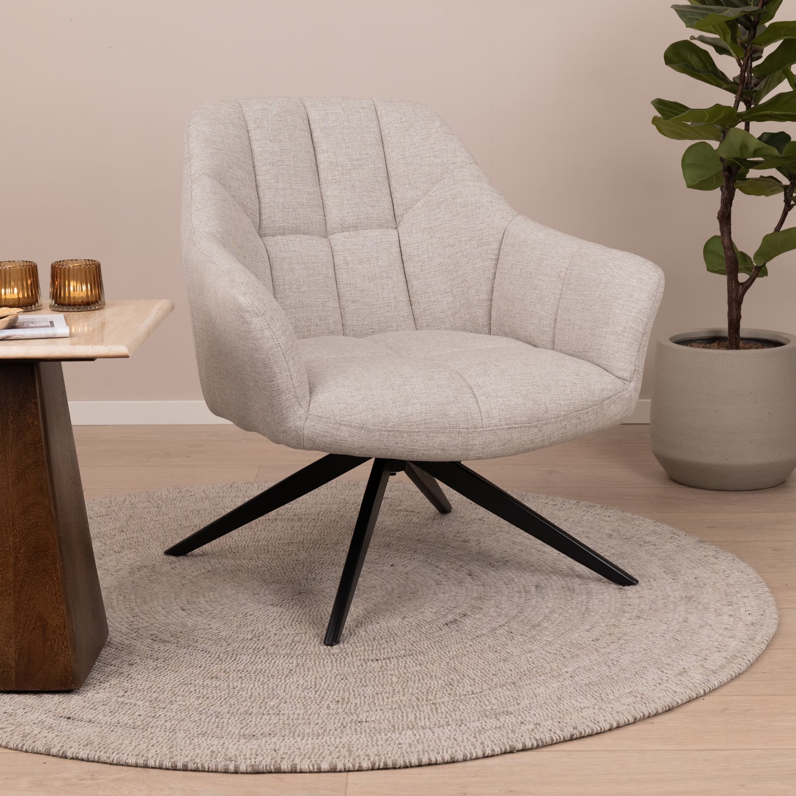 Livingfurn Draaifauteuil Tom Modern Zand