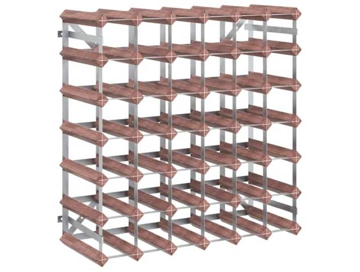 Weinständer aus massivem Kiefernholz, 42 Flaschen, Braun 7-stöckiges Regal, galvanisierter Stahl, Wandmontage, rustikales Design, Fassungsvermögen 42 Flaschen