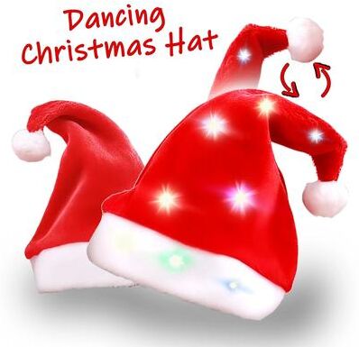 Inspired Finds LED Plush Santa Hat With Adjustable Lights For Kids & Adults with Led