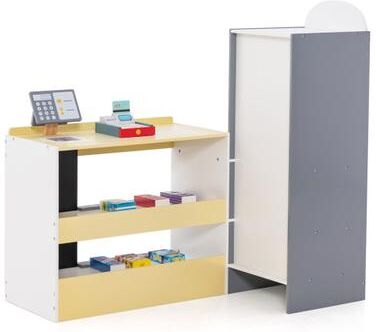 Costway Kids Grocery Store Playset with Cash Register POS Machine-White