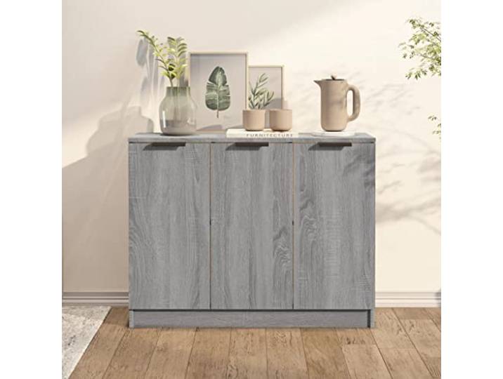 HEFZGDB Moderner Sideboard Schrank für Wohnzimmer in Weiß aus Holzwerkstoff mit robuster Oberplatte und 3 Türen für reichlich Stauraum, ideal zur Dekoration, pflegeleicht