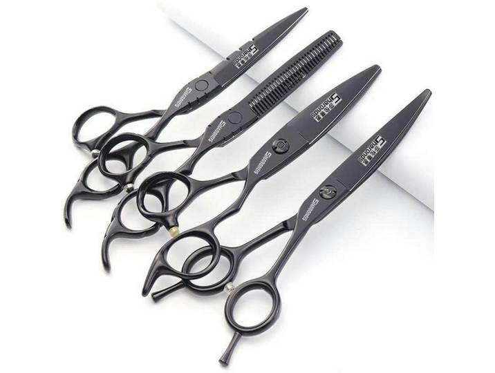 Haarschneideschere Set 6 Zoll 4 Stück-A Schwarz, Metall, 6x1x17.8 cm, Freizeit & Co, Wellness & Gesundheit, Körperpflege