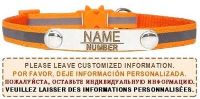 Uplift Essentials Reflective Personalized Breakaway Cat Collar orange