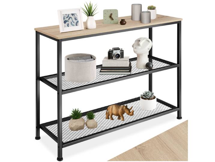 Table Console BRISTOL 100x30x81cm - Bois clair industriel, Chêne Sonoma