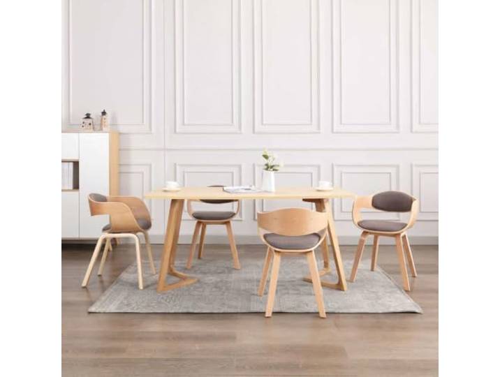 KTHLBRH Esszimmerstuehle Set von 4 Bugholz Taupe Stoff Weich gepolstert, ergonomisches Design, stabiler Bugholzrahmen, vielseitig nutzbar