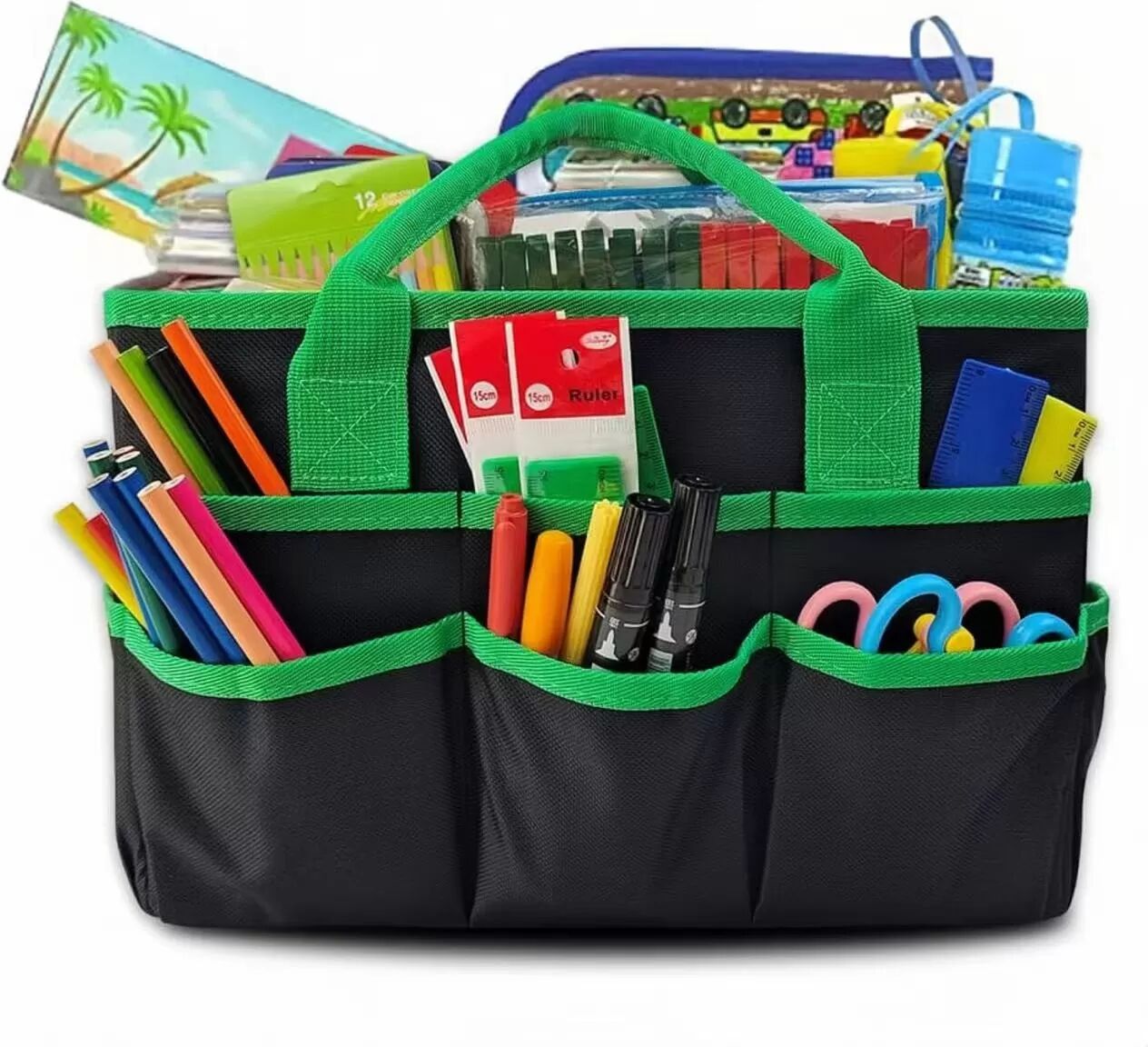 INF Gartentasche aus Oxford-Gewebe - Tragbarer Organizer mit mehreren Taschen Grün
