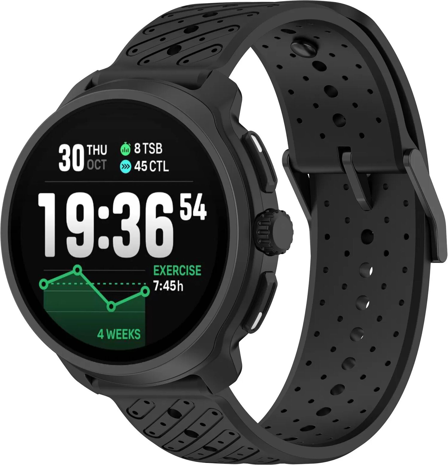 INF 22mm Silikon-Uhrenarmband mit abgewinkelten Löchern, kompatibel mit Suunto RACE2 und anderen 22mm Uhren Schwarz