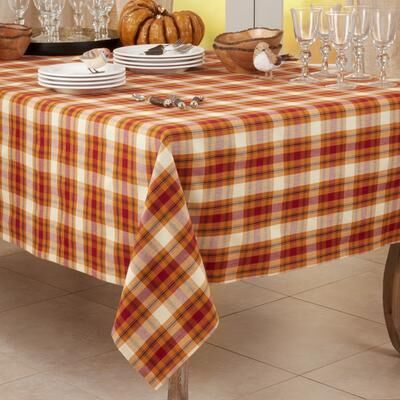 Saro Lifestyle Square Tablecloth With Large Plaid Design