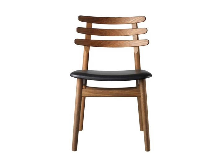 FDB Møbler Chaise J48 Smoked oak nature lacquered-black leather