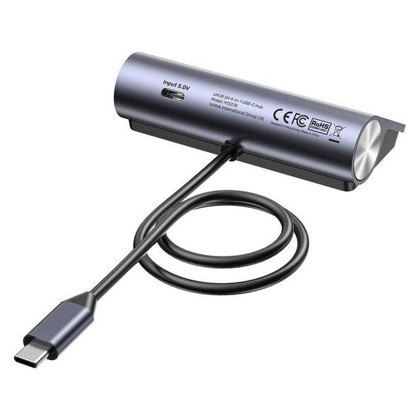 Unitek HUB USB Ergonomiczny hub USB-C | 4x USB-A | 5Gbps (USB-C, 4 Ports) (H1337BGY01)