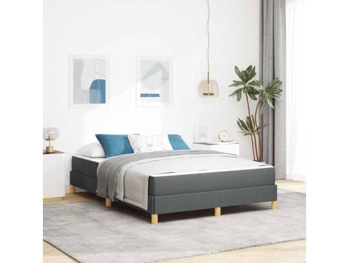 WDGJJFECNMUEHI Stoffbezug Modernes Design Boxspringbett Grau 160 x 200 cm Boxspringbett mit Matratze Dunkelgrau 160x200 cm Stoff King Size luxuriöses Polsterbett mit Taschenfedermatratze für