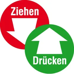 SafetyMarking® Hinweisaufkleber Drücken/Ziehen mit Pfeil 10 cm
