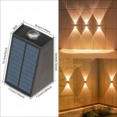 Uplifted Goods Solar Outdoor Wall Lamp With Up And Down Glow warm Light