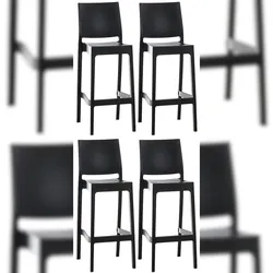 Proregal CHEFGASTRO 4er Set Barhocker YELLOWSTONE HxBxT 105x45x51cm Kunststoff Schwarz Barstuhl