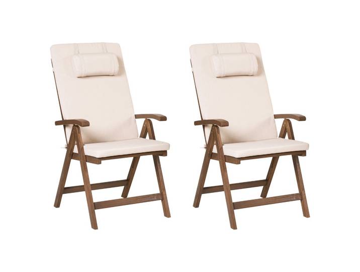 GARTENSTUHL 2er-Set Dunkelbraun/Hellbeige Amantea Premium
