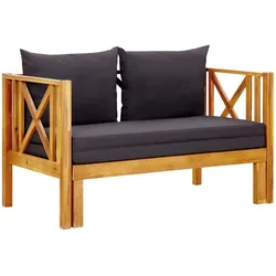 vidaXL 2-Sitzer-Gartenbank mit Kissen 122 cm Massivholz Akazie