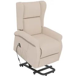 OKWISH Relaxsessel elektrisch mit Aufstehhilfe Cremeweiß 111x94x74 cm frei arretierbar ergonomisch pflegeleichter Stoff hohe Belastbarkeit
