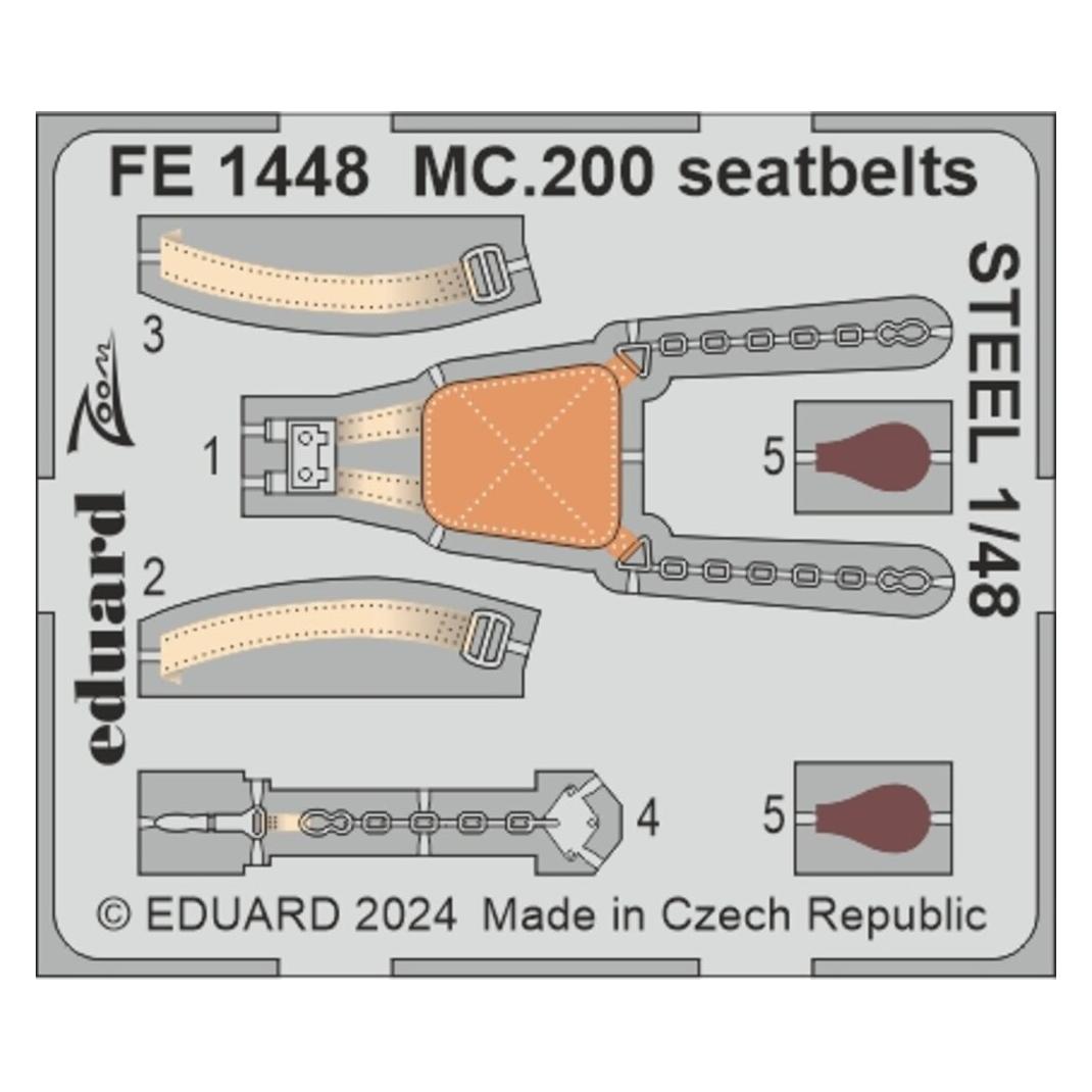 Eduard MC.200 seatbelts STEEL ITALERI (FE1448)