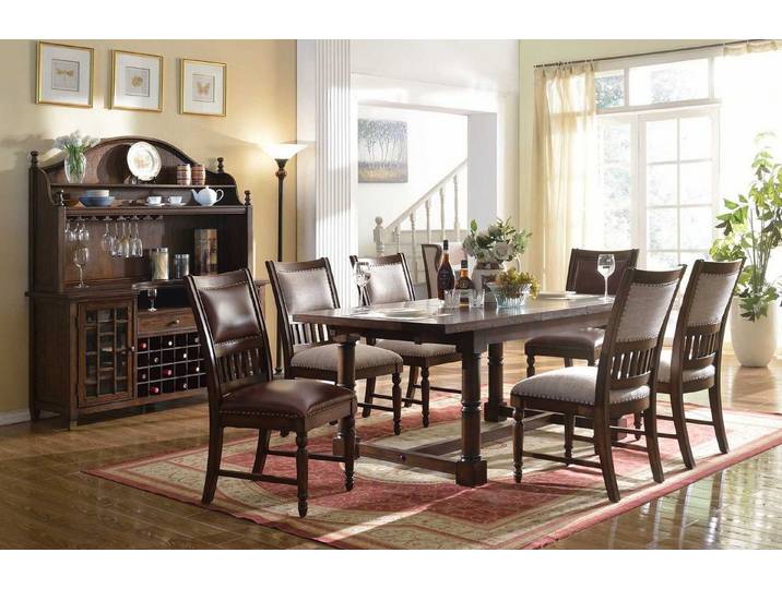 JVmoebel Essgruppe Elegantes Essplatz Set aus Holz in harmonischer Brauner Farbgebung, (7-tlg), Made in Europa