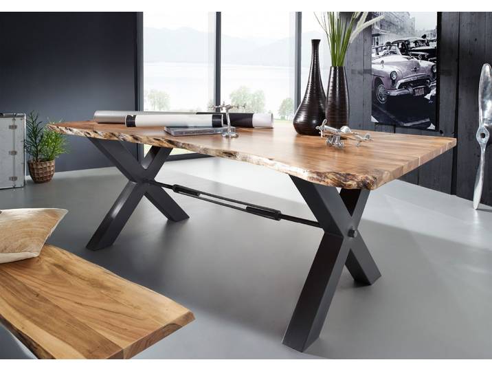 Esstisch Akazie 200x100x76 natur lackiert IRON LABEL #126