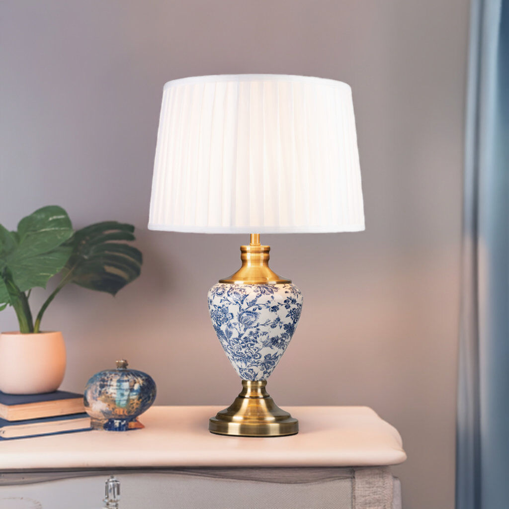 Etta Avenue Edie 57cm Toile de Jouy Vintage Style Table Lamp Antique 58cm H X 36cm W X 36cm D