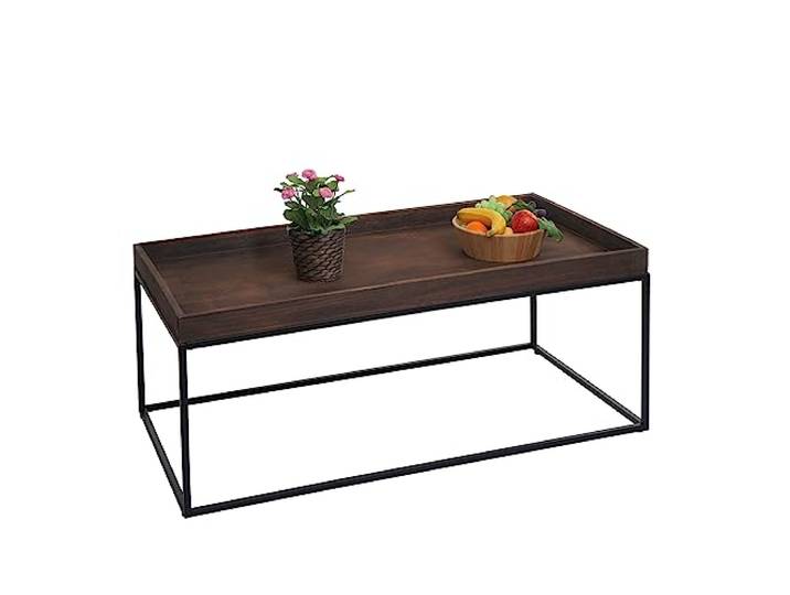 Mendler Couchtisch HWC-K71 Holz massiv Metall 46x110x60cm - Dunkelbraun Kaffeetisch, Beistelltisch, Tisch