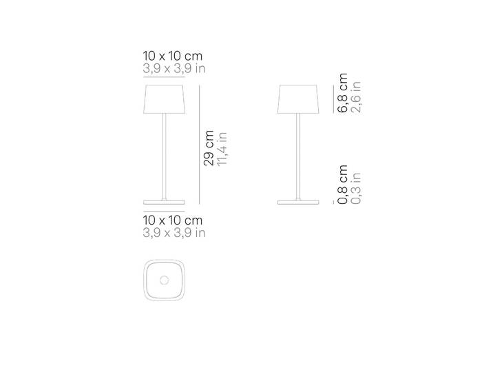 Zafferano Ofelia 3K Akku-Tischlampe IP65 grau 3K, dimmbar, alu / grau / zink, für Wohn- / Esszimmer, Aluminium, Modern