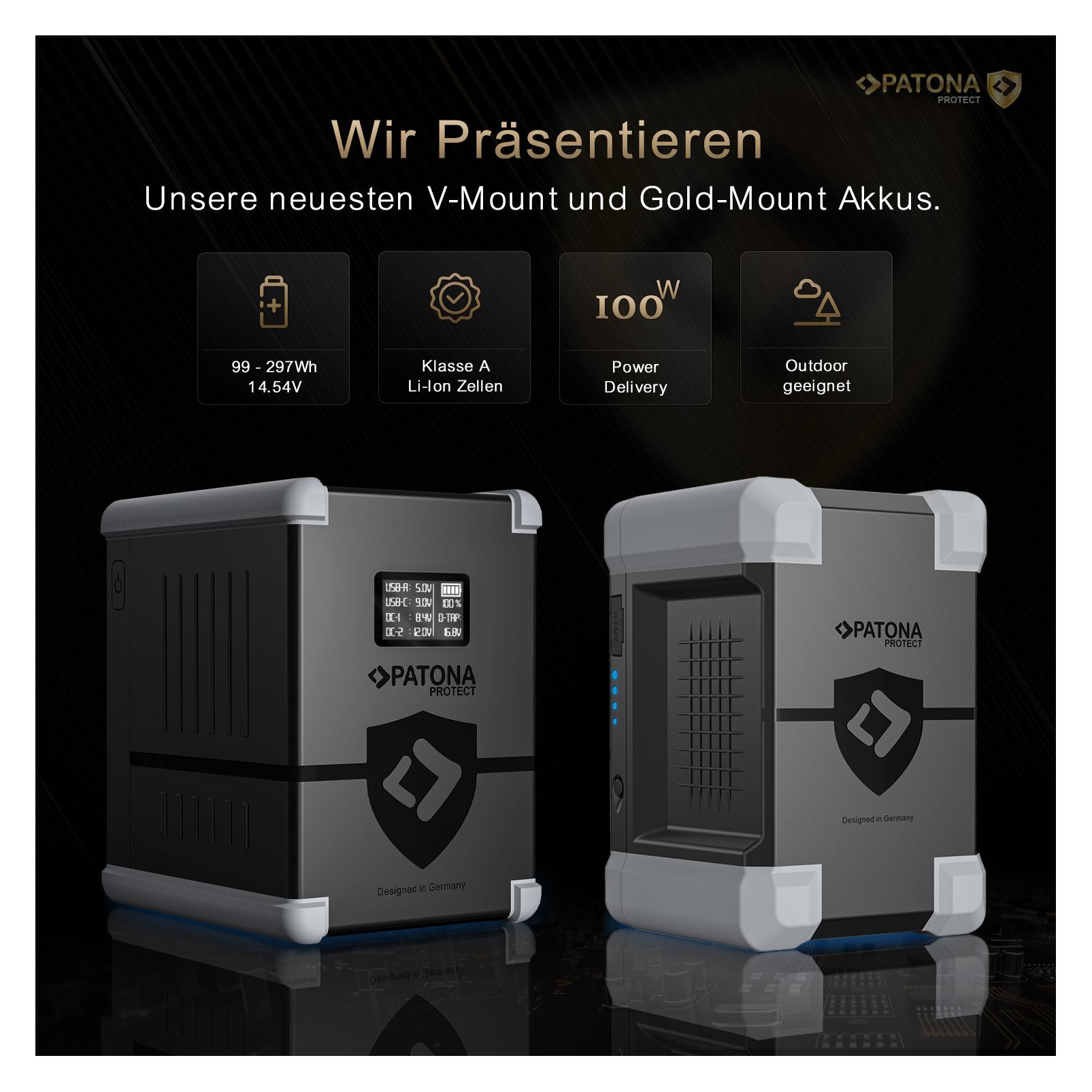 Patona PROTECT Gold Mount Akku G300-PD100 297Wh USB-C USB-A 2xD-Tap (Kamera Akku) (61064346)