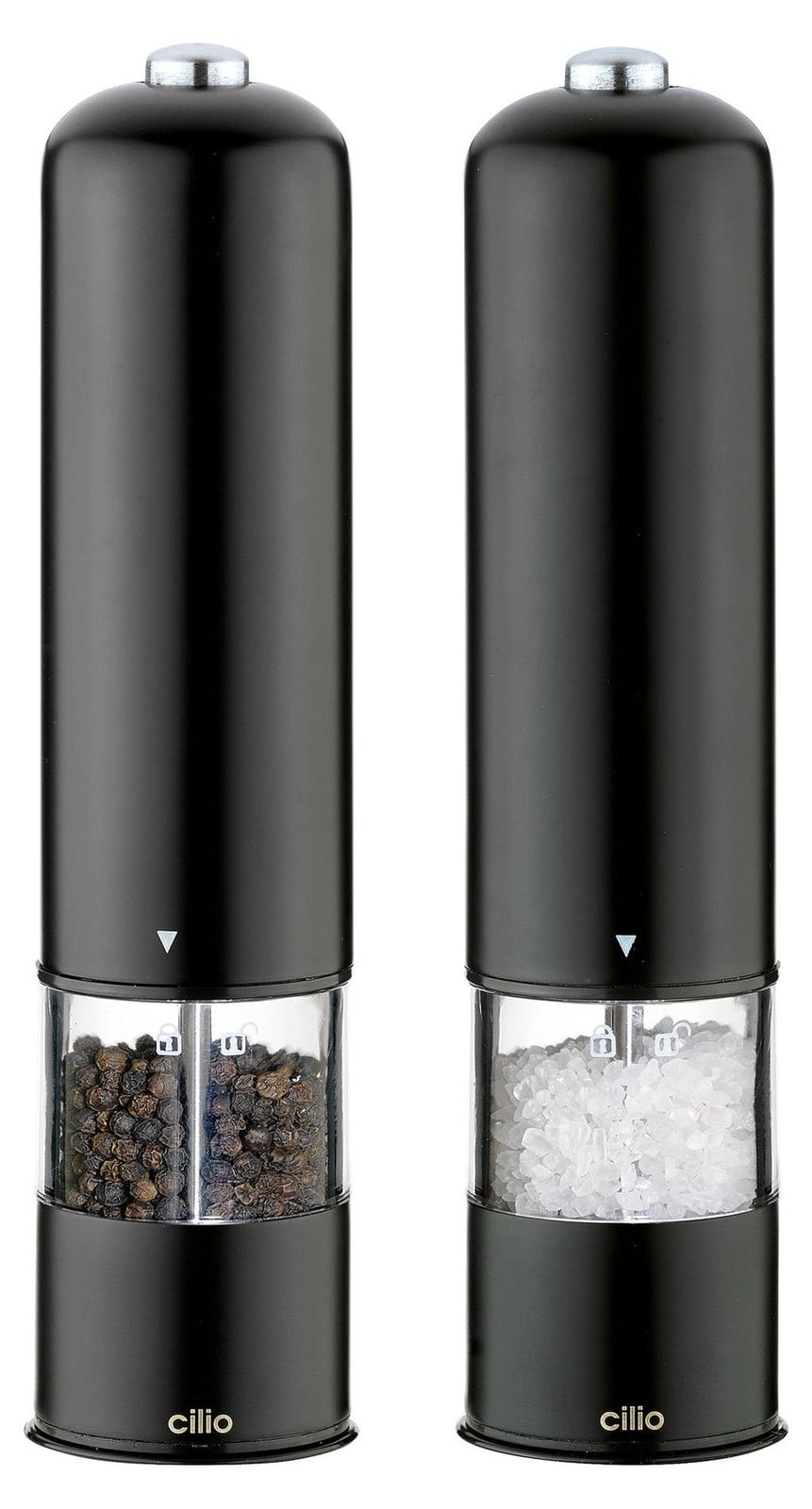 Cilio Bergamo elektrische peper- en zoutmolen set, zwart