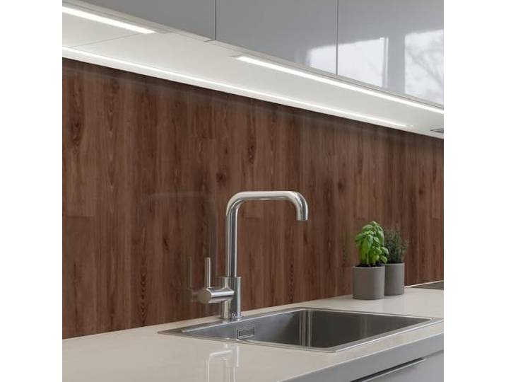 KitchenYeah© Küchenrückwand Selbstklebend Küchenspritzschutz Rückwand 80x400 cm - Wandschutz Ohne Bohren Spritzschutz Wand Wandverkleidung Braun - Muster - Holz